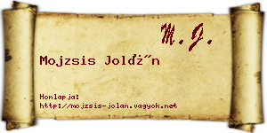 Mojzsis Jolán névjegykártya